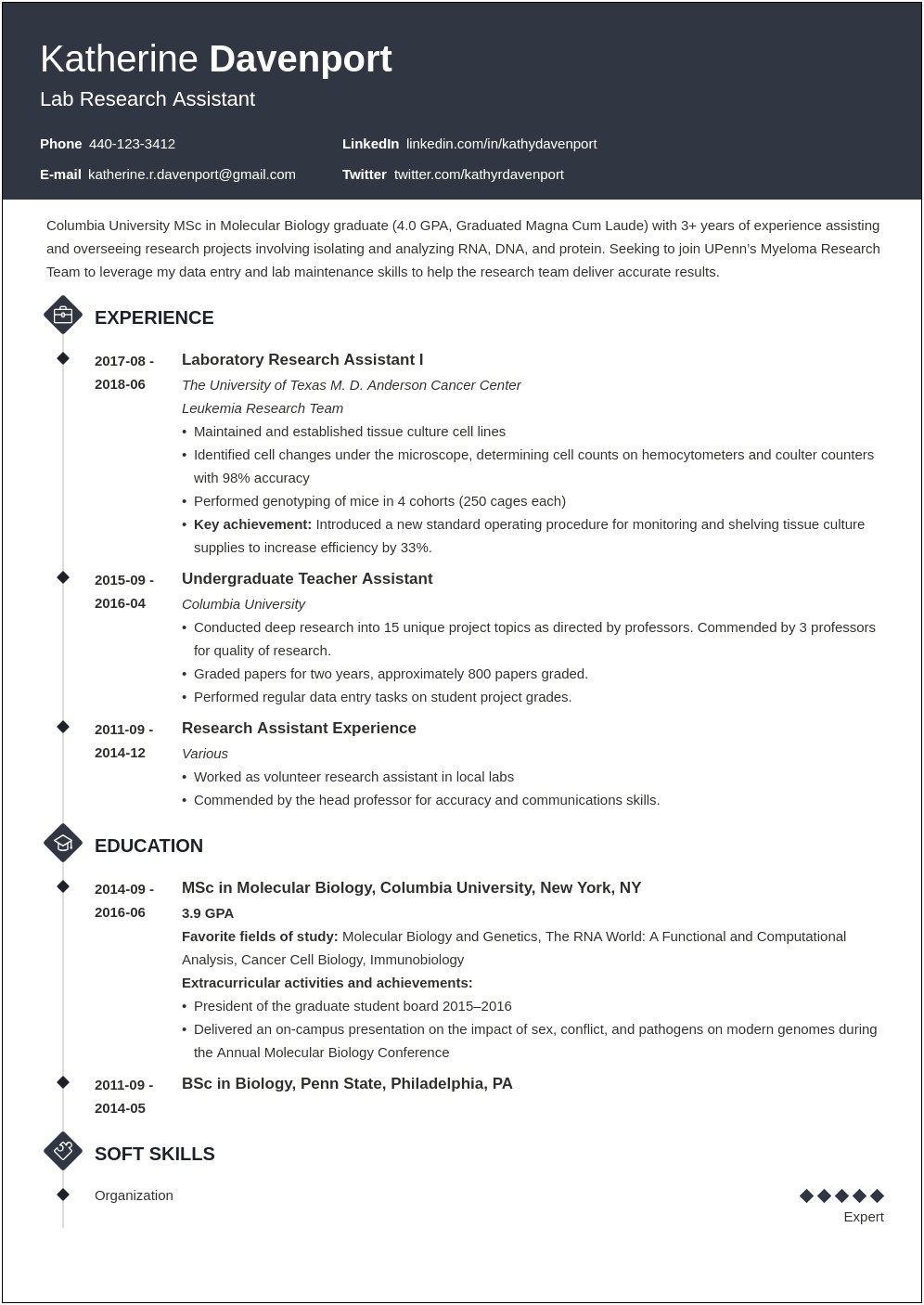 Career Objective On Resume For Summer Research Student