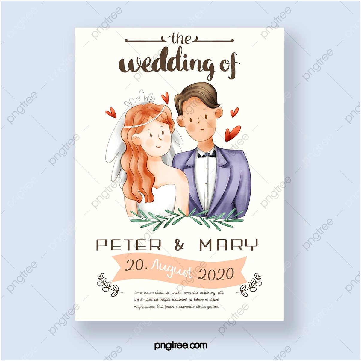 Cartoon Effect Wedding Invitation Cards Designs Psd File