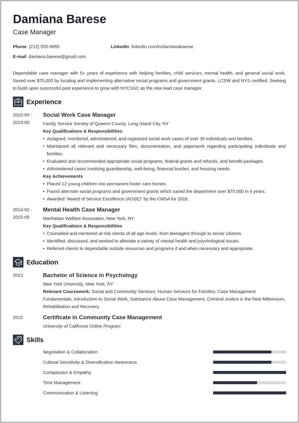 Case Manager For At Risk Youth Resume