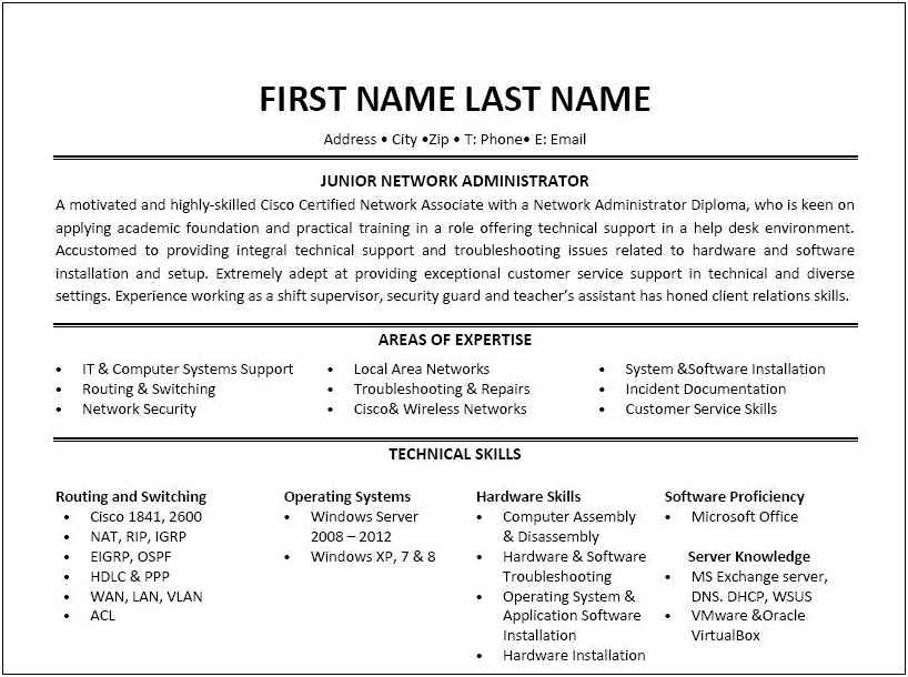 Ccie Routing And Switching Sample Resume