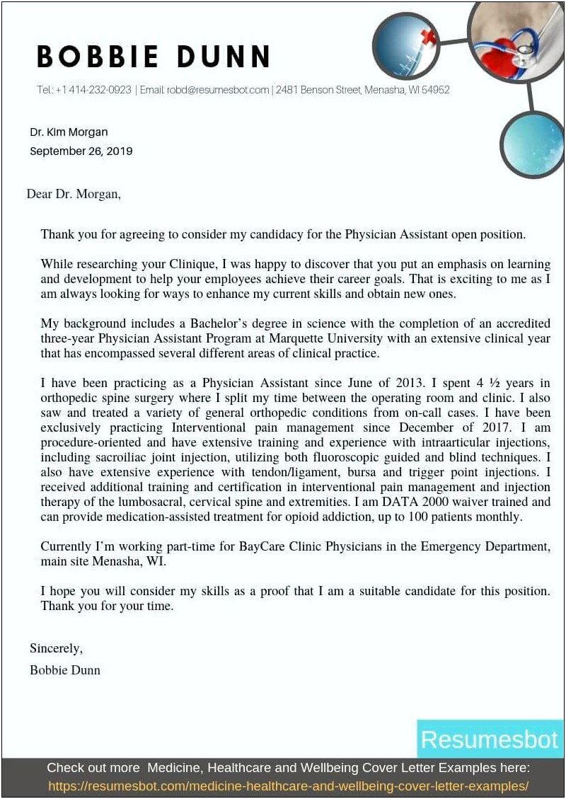 Certified Medical Assistant Resume Cover Letter
