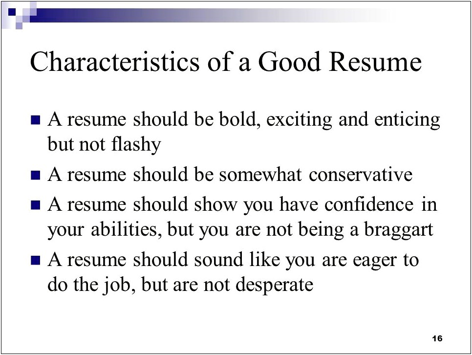 Characteristics Of A Good Resume Ppt