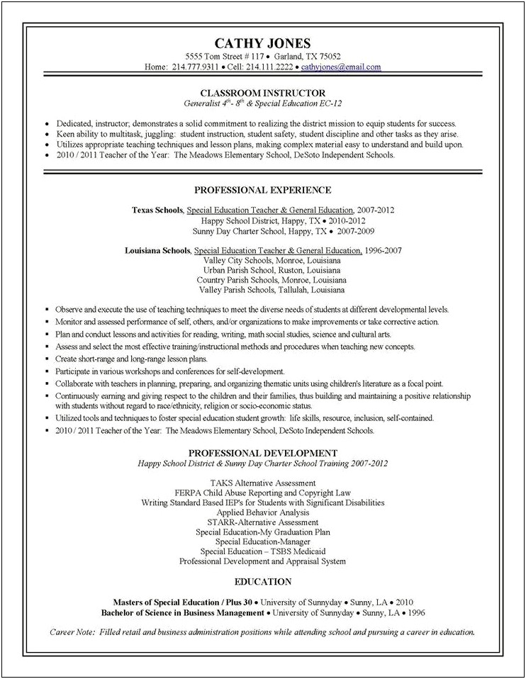 Charter School Employment Resume Or Cv