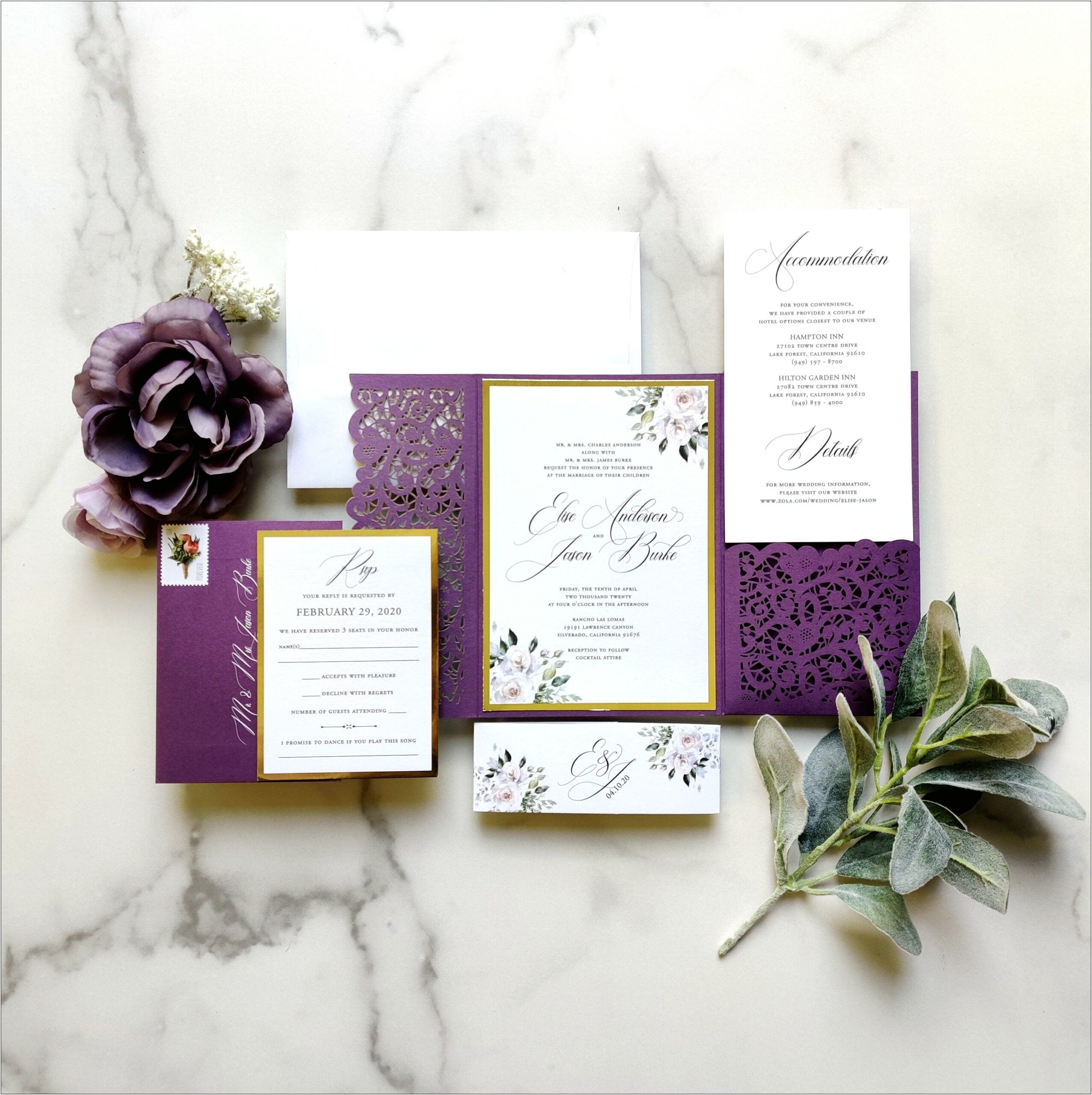 Cheap Purple And Grey Wedding Invitations