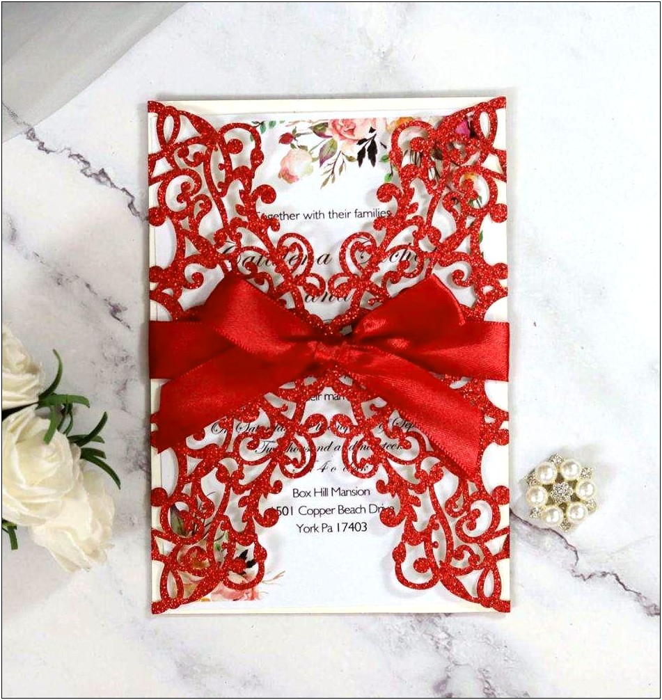 Cheap Red And Silver Wedding Invitations