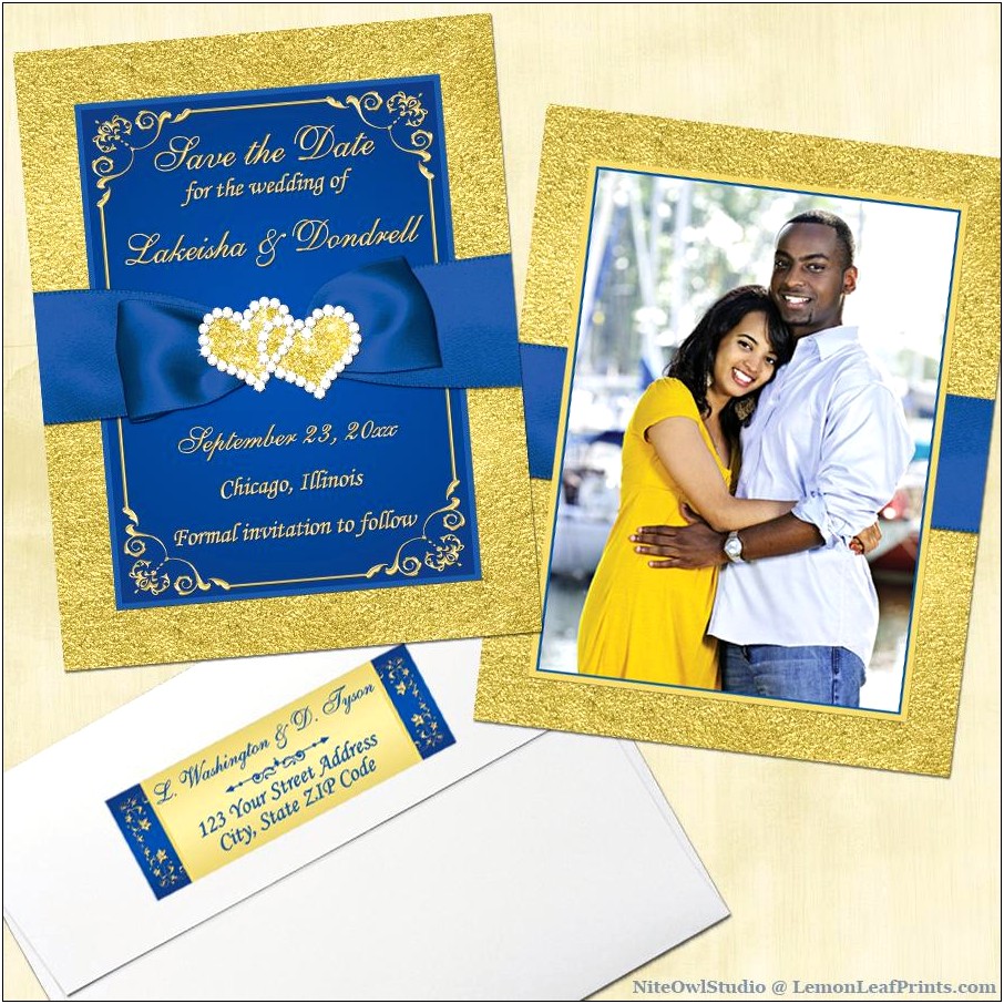Cheap Royal Blue And Yellow Wedding Invitations