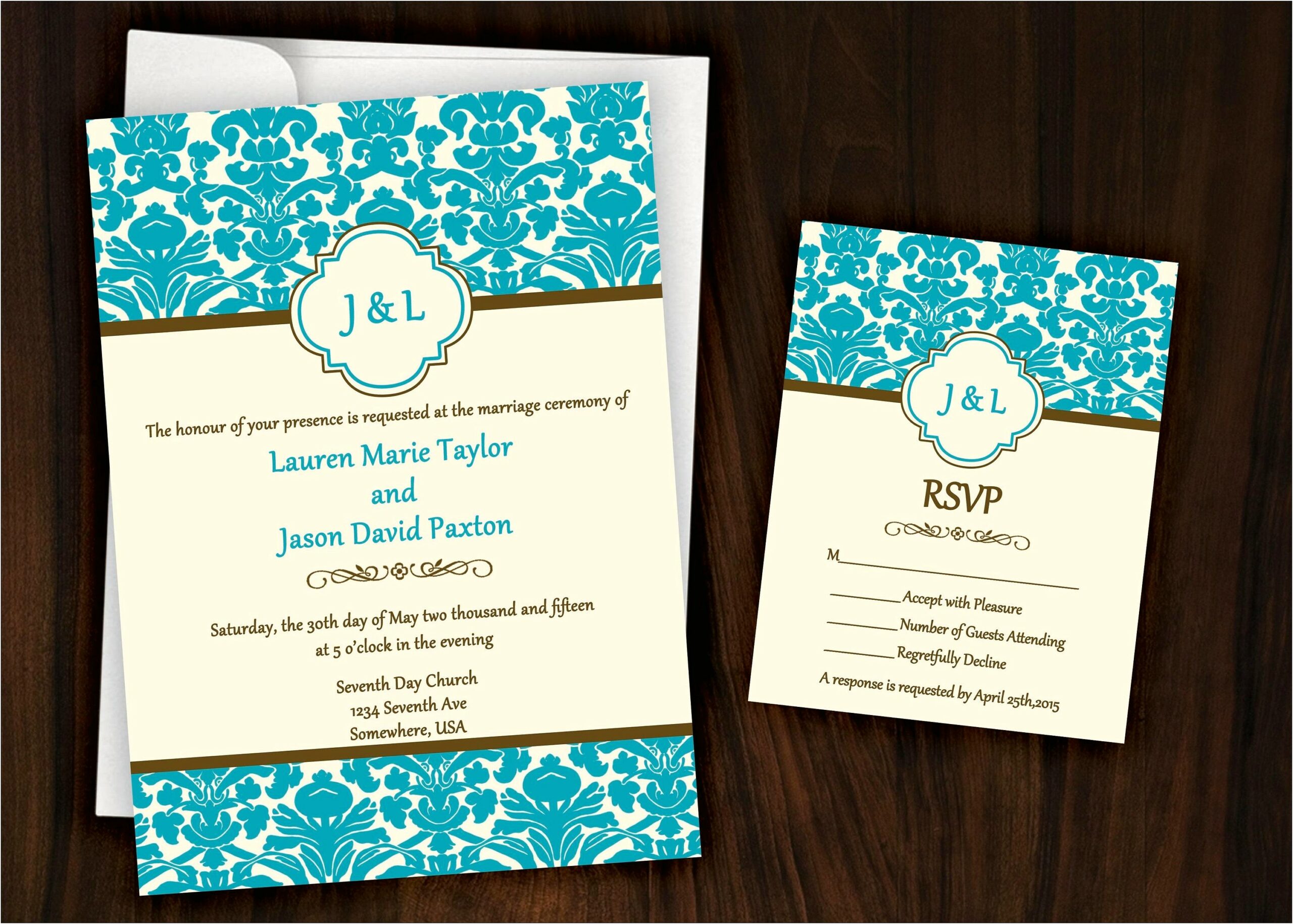 Cheap Teal And Brown Wedding Invitations