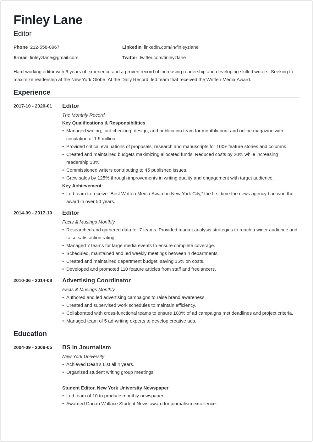 Chicago Manual Of Style Resume Publication Managing Editor