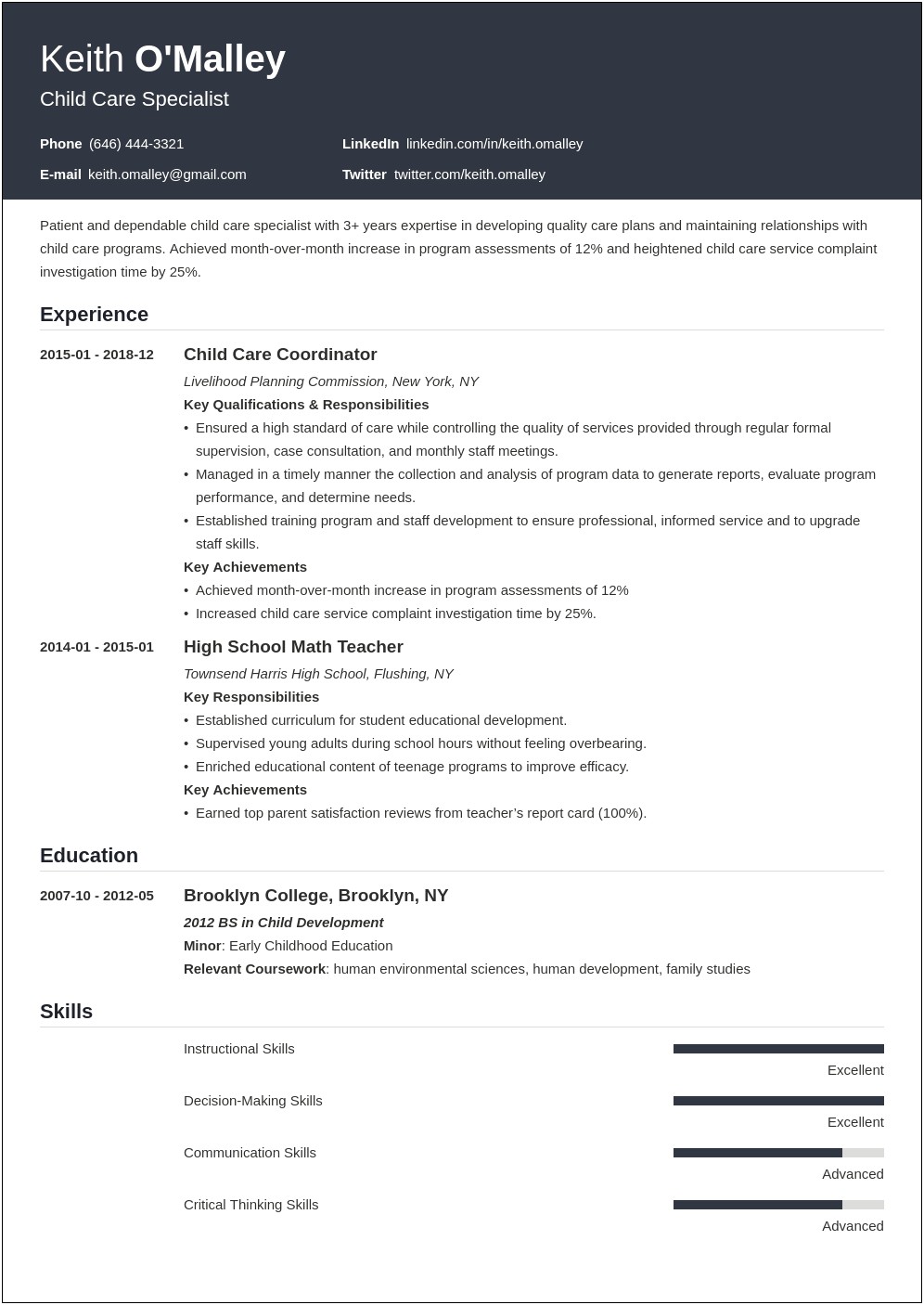 Child And Youth Program Assistant Resume Sample