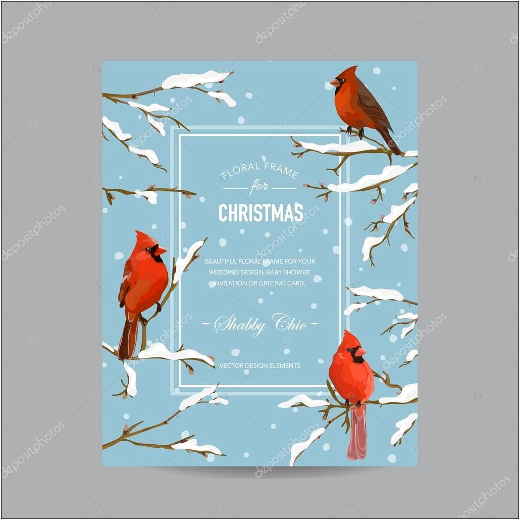 Christmas Wedding Invitations Blue With Red Birds