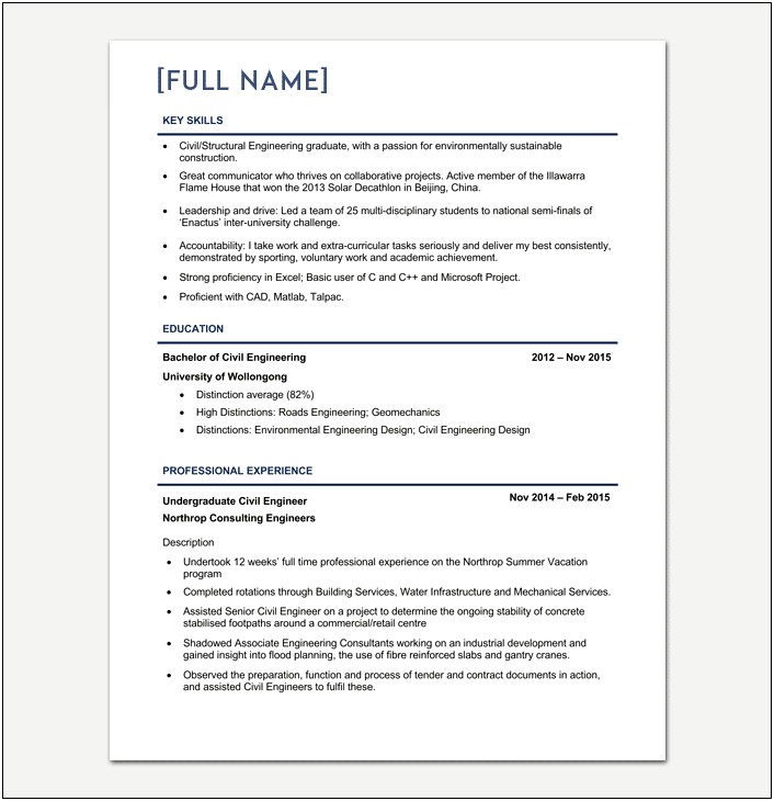 Civil Engineer Resume Example With Asce