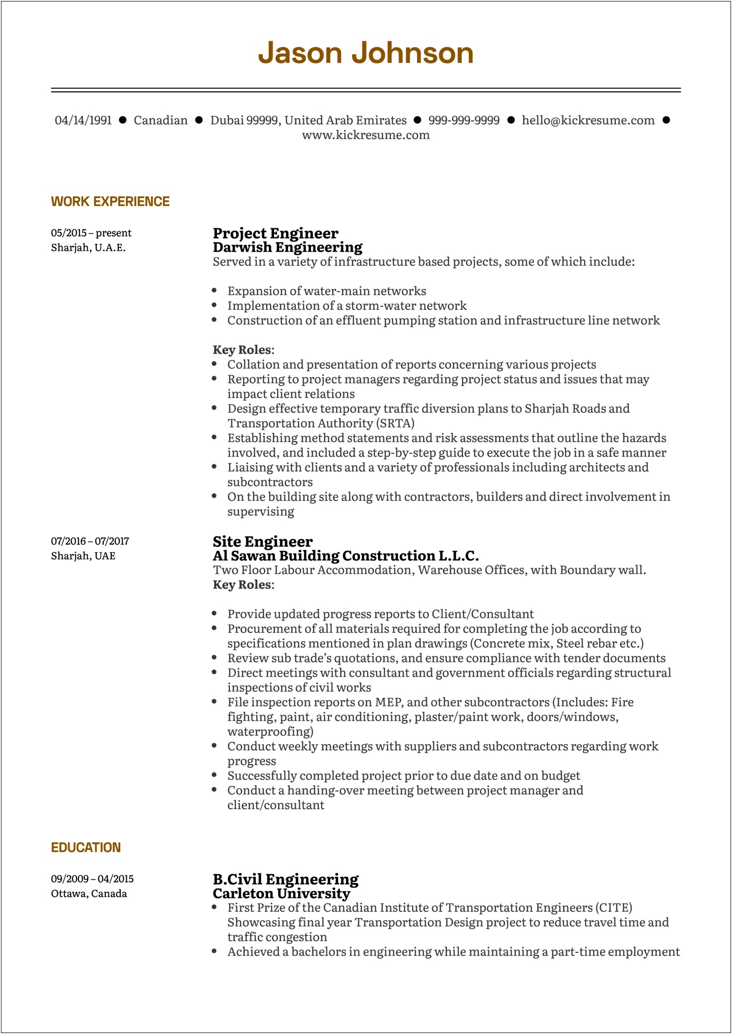 Civil Site Engineer Resume With 2 Years Experience