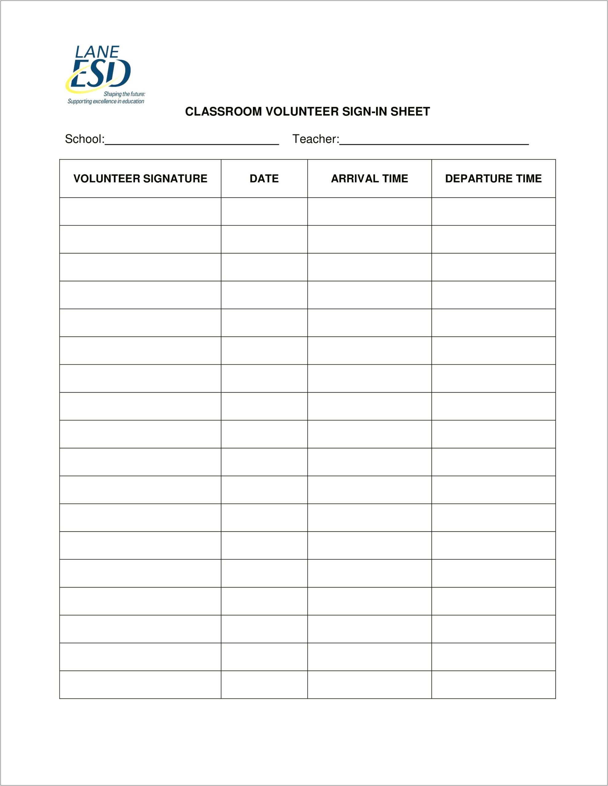 Classroom Sign Out Sheet Template Download