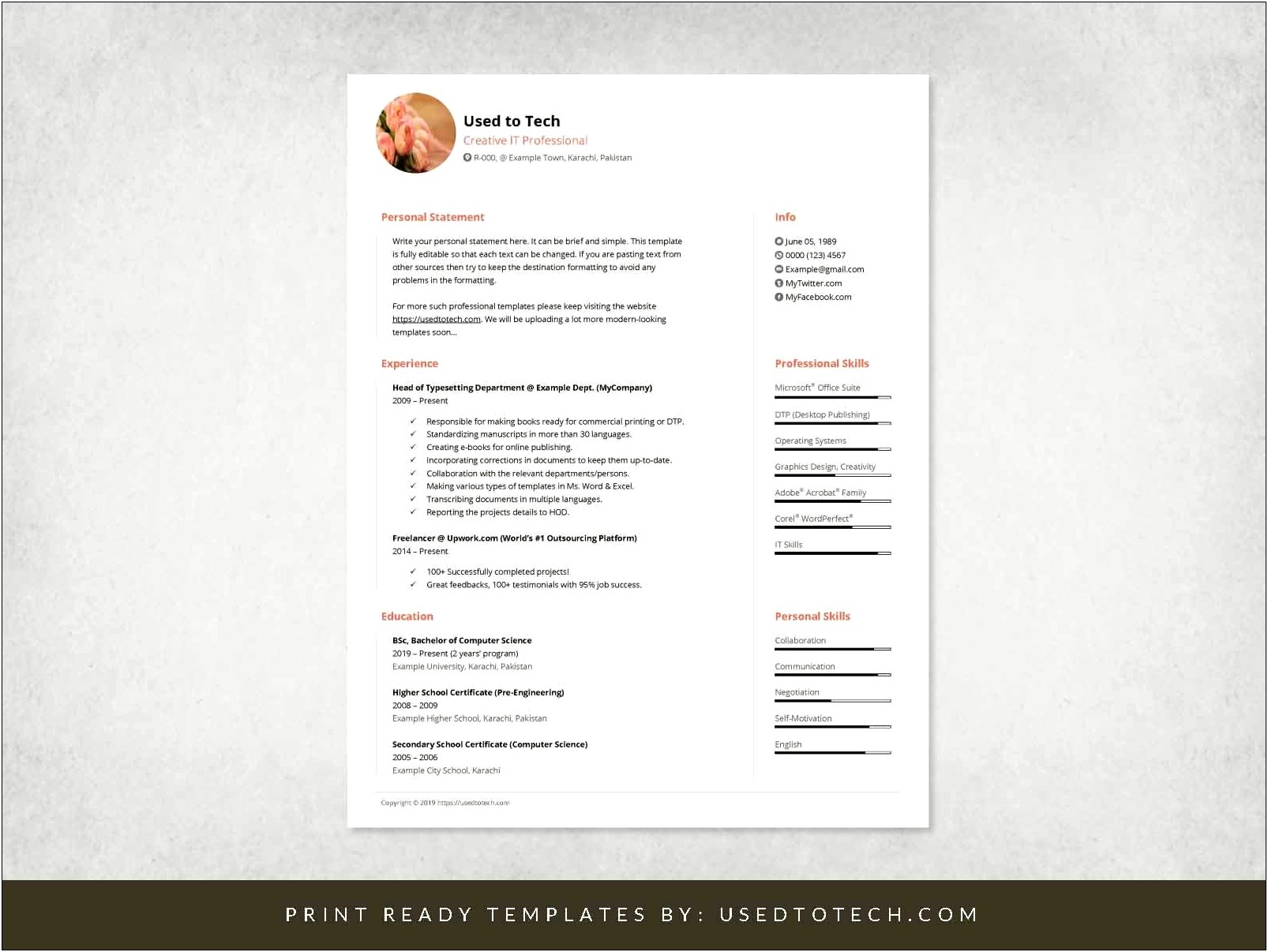 Clean And Minimal Resume Template Doc
