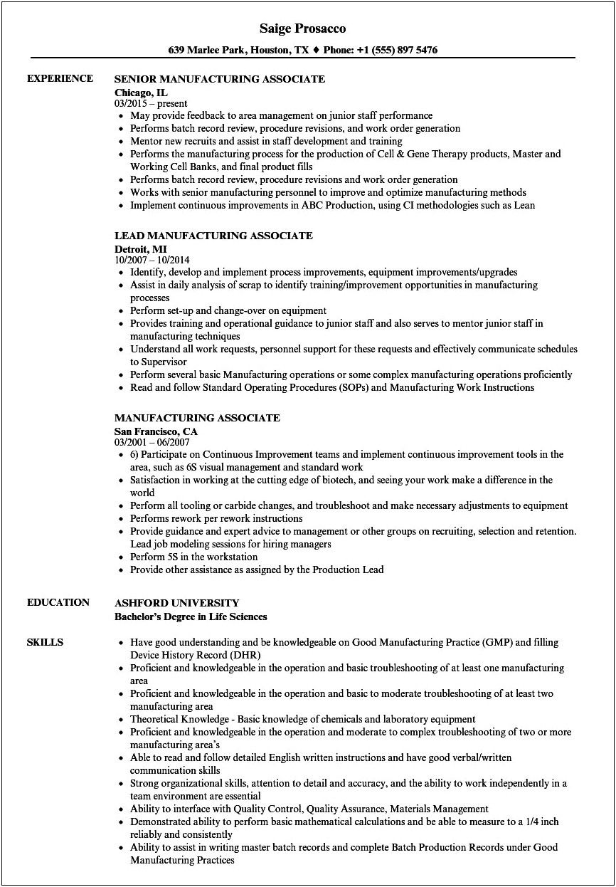 Cleanroom Experience As Skill On Resume