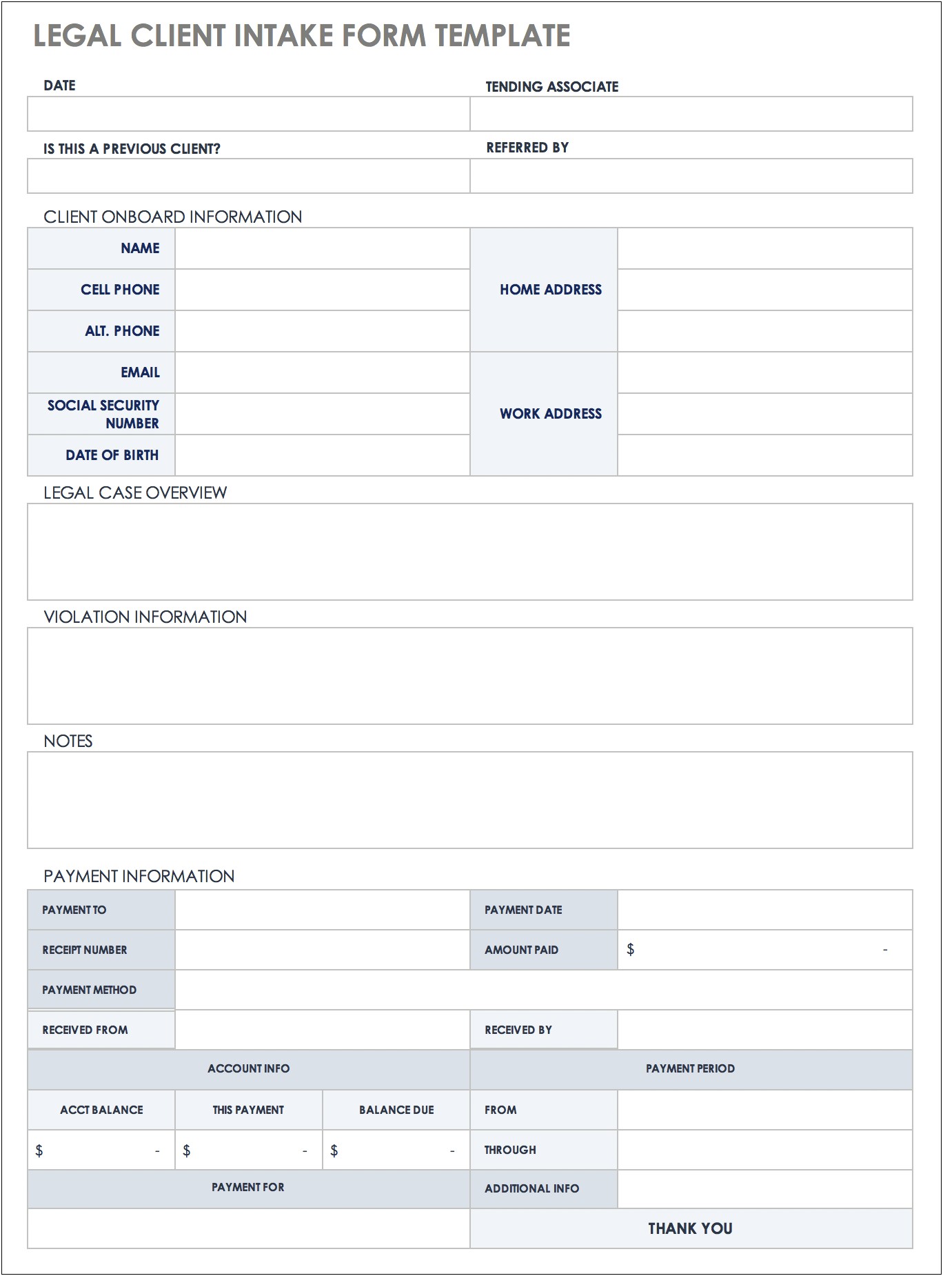Client Intake Form Legal Template Download