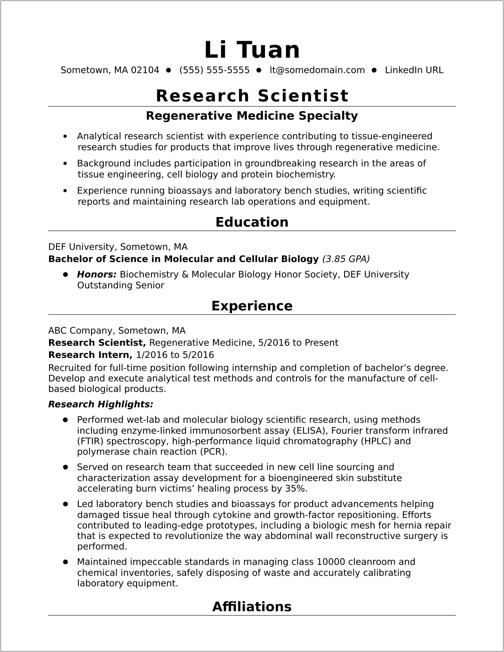 Clinical Research Assistant Resume Sample Publication