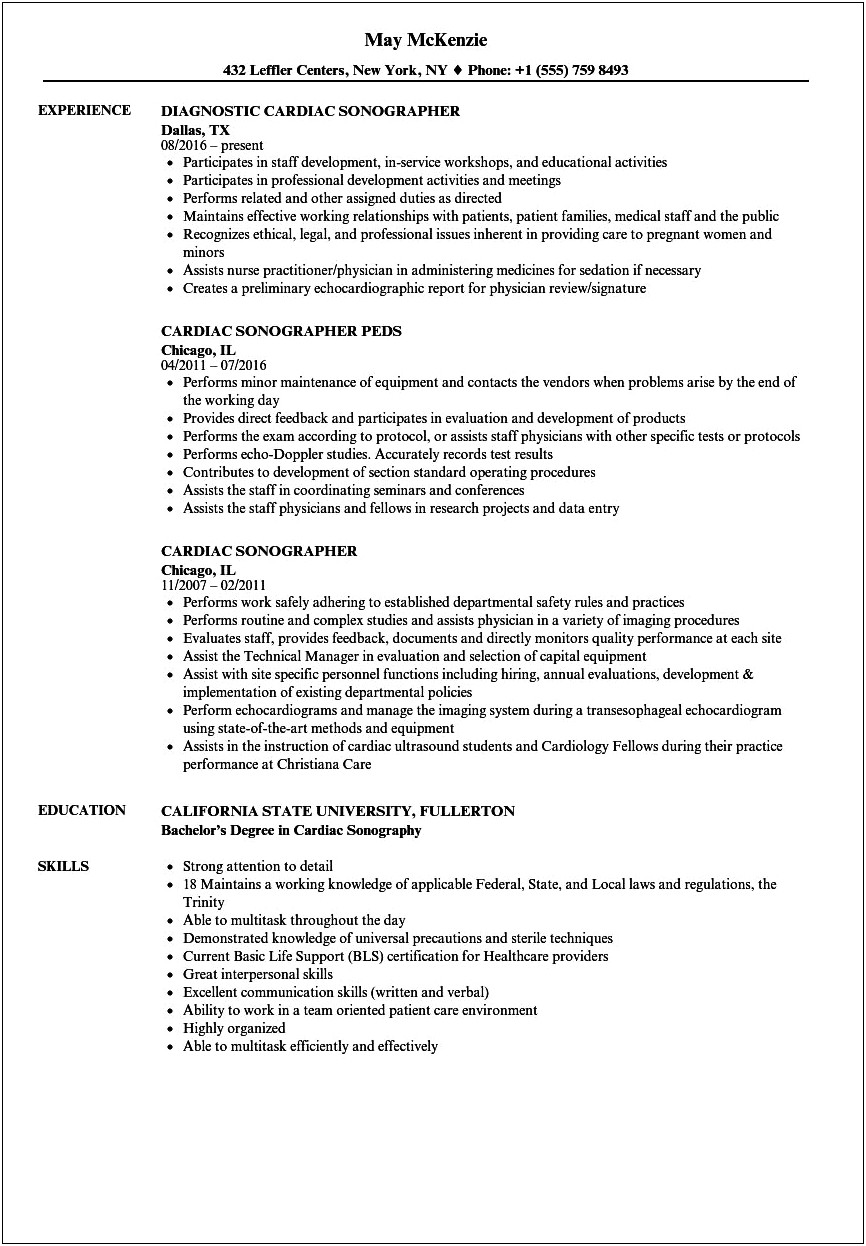 Clinical Rotation For Ultrasound Tech Resume Examples