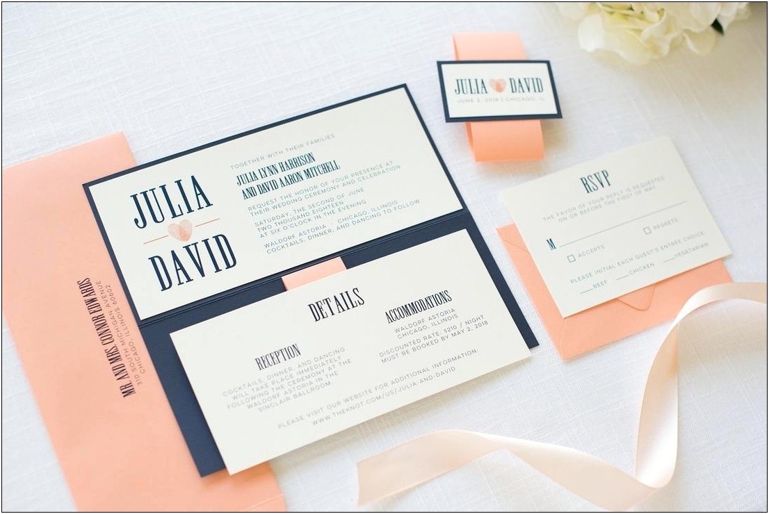 Cobalt Blue And Coral Wedding Invitations