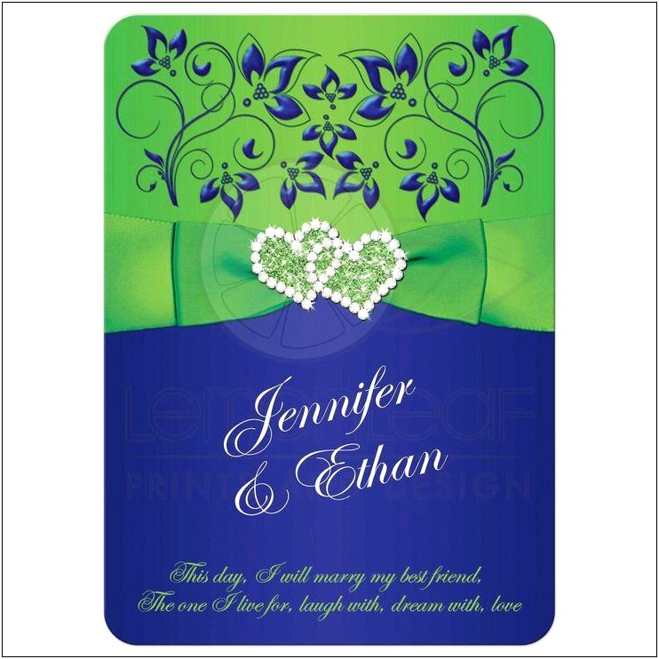 Cobalt Blue And Lime Green Wedding Invitations