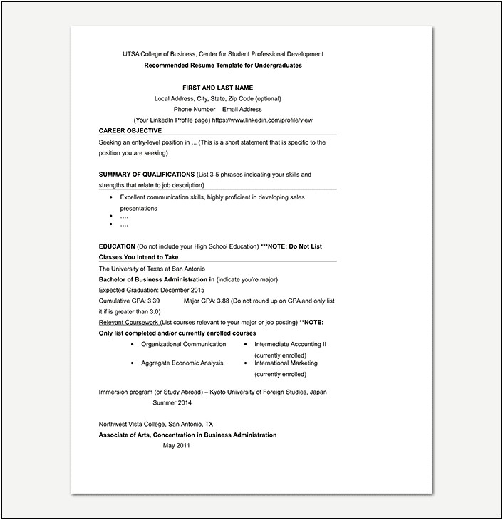 College Application Resume Template Microsoft Word