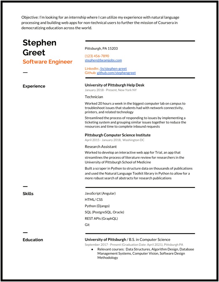 College Graduate Resume Objective Business Entry Level Job