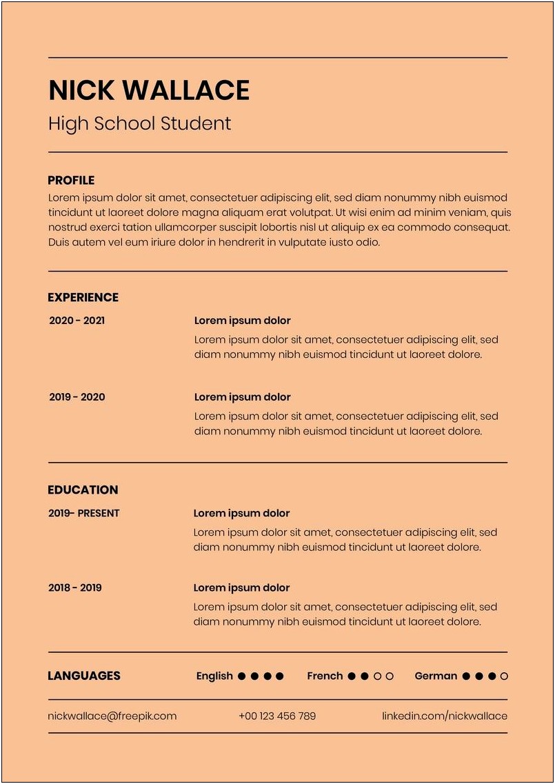 College Resume For High School Students Template