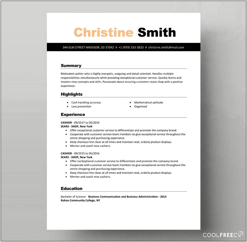 College Student Resume Template Microsoft Word Free Download