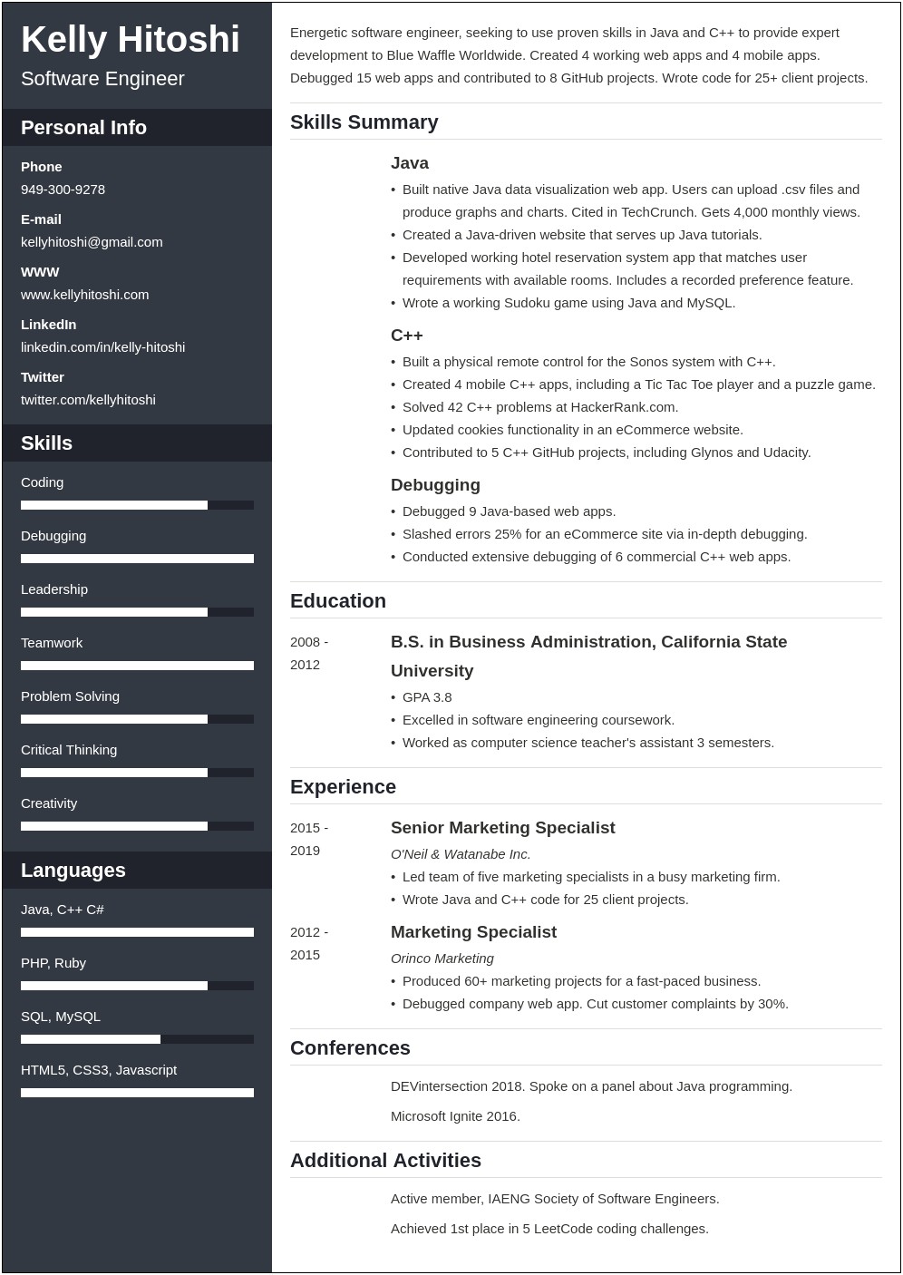 Combination Resume Template For Changing Careers