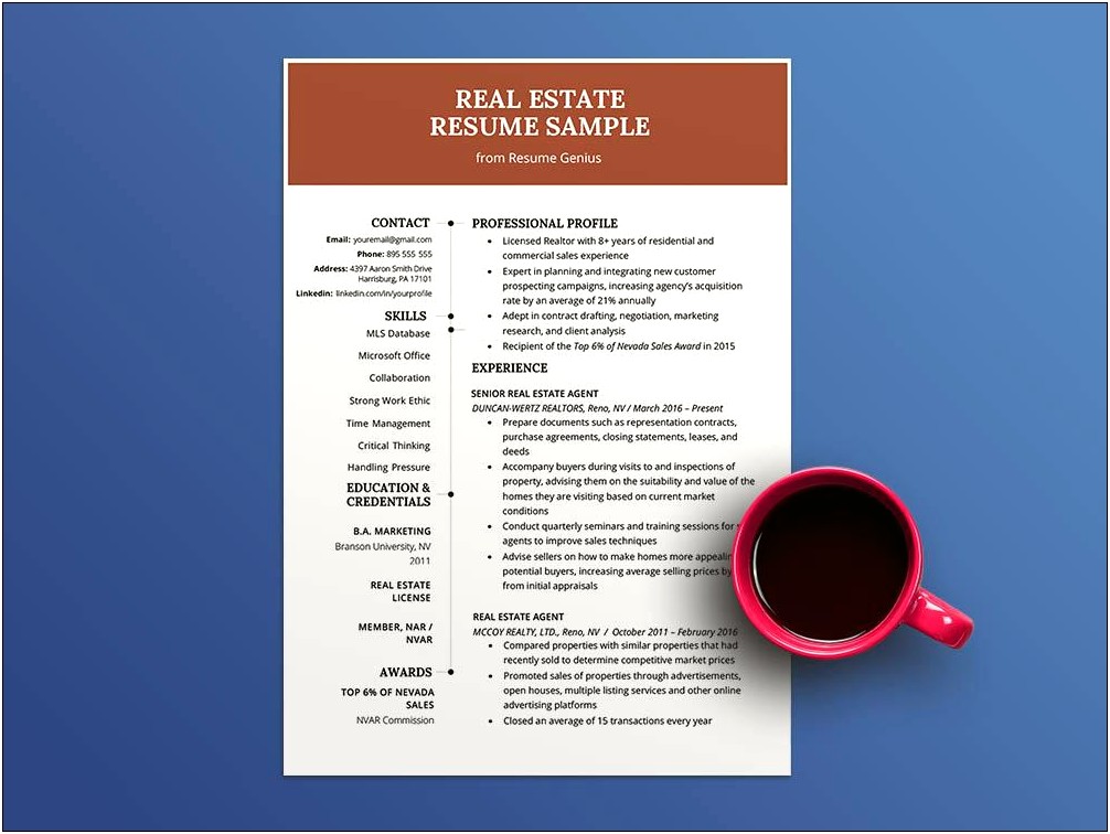 Commercial Real Estate Broker Resume Sample