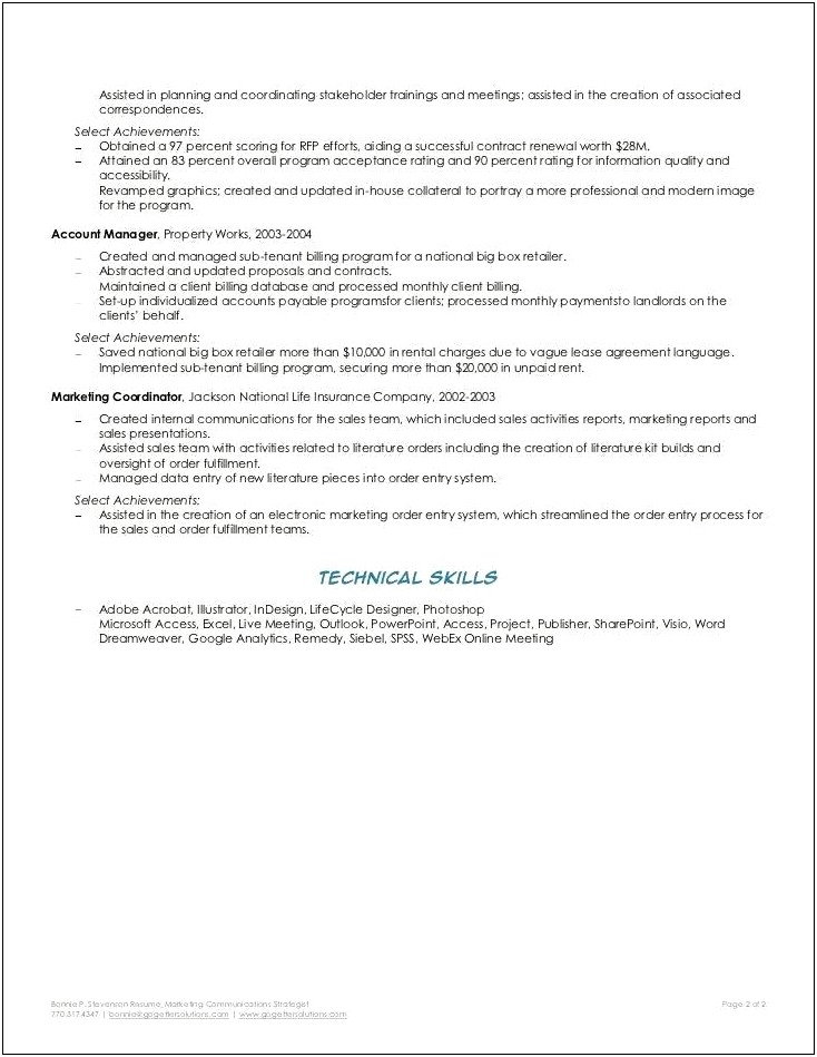 Communications Manager Skill Set For Resume