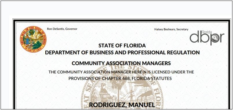 Community Association Manager New Licensee Resume