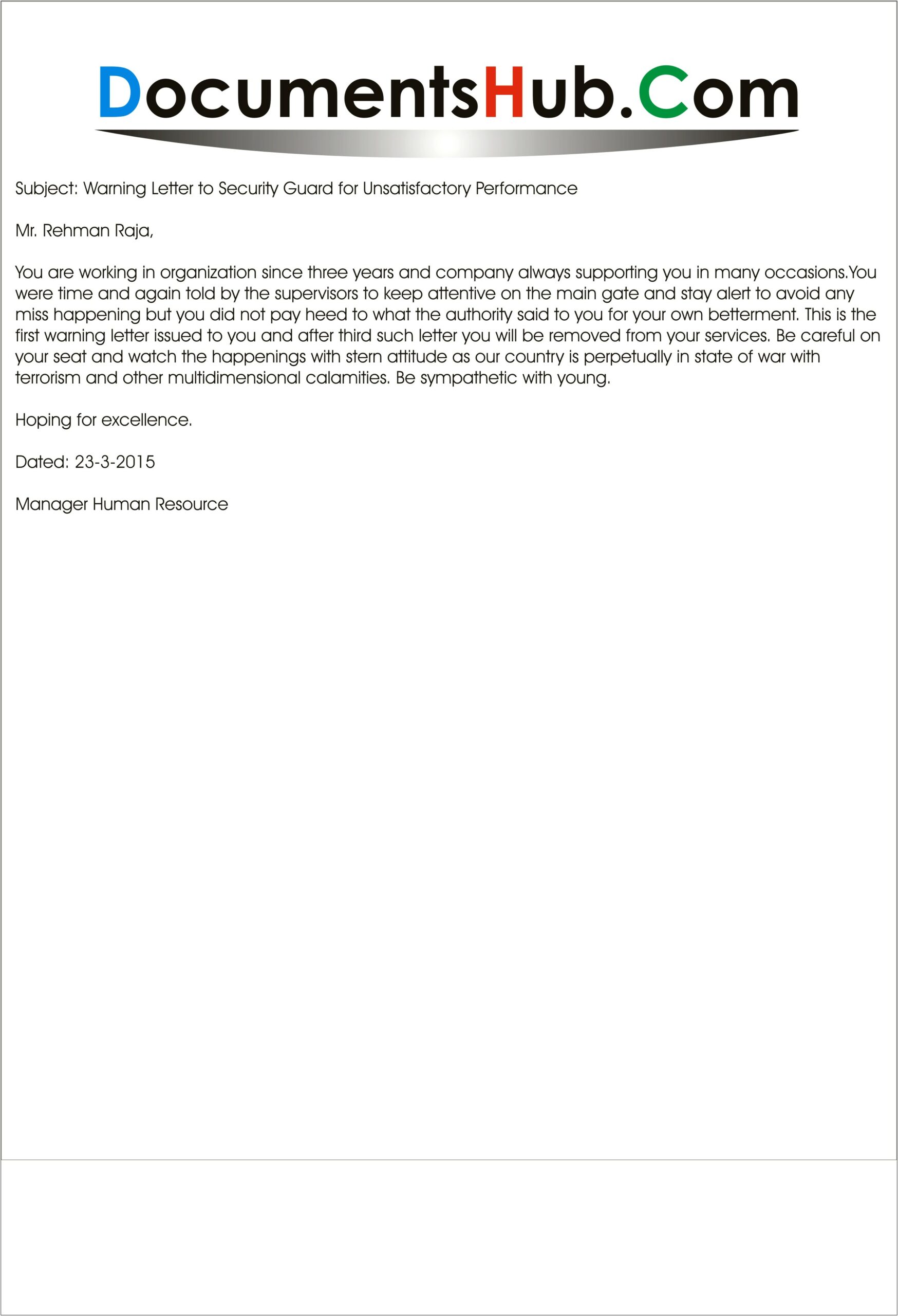 Complaint Letter Against Security Guard Resume