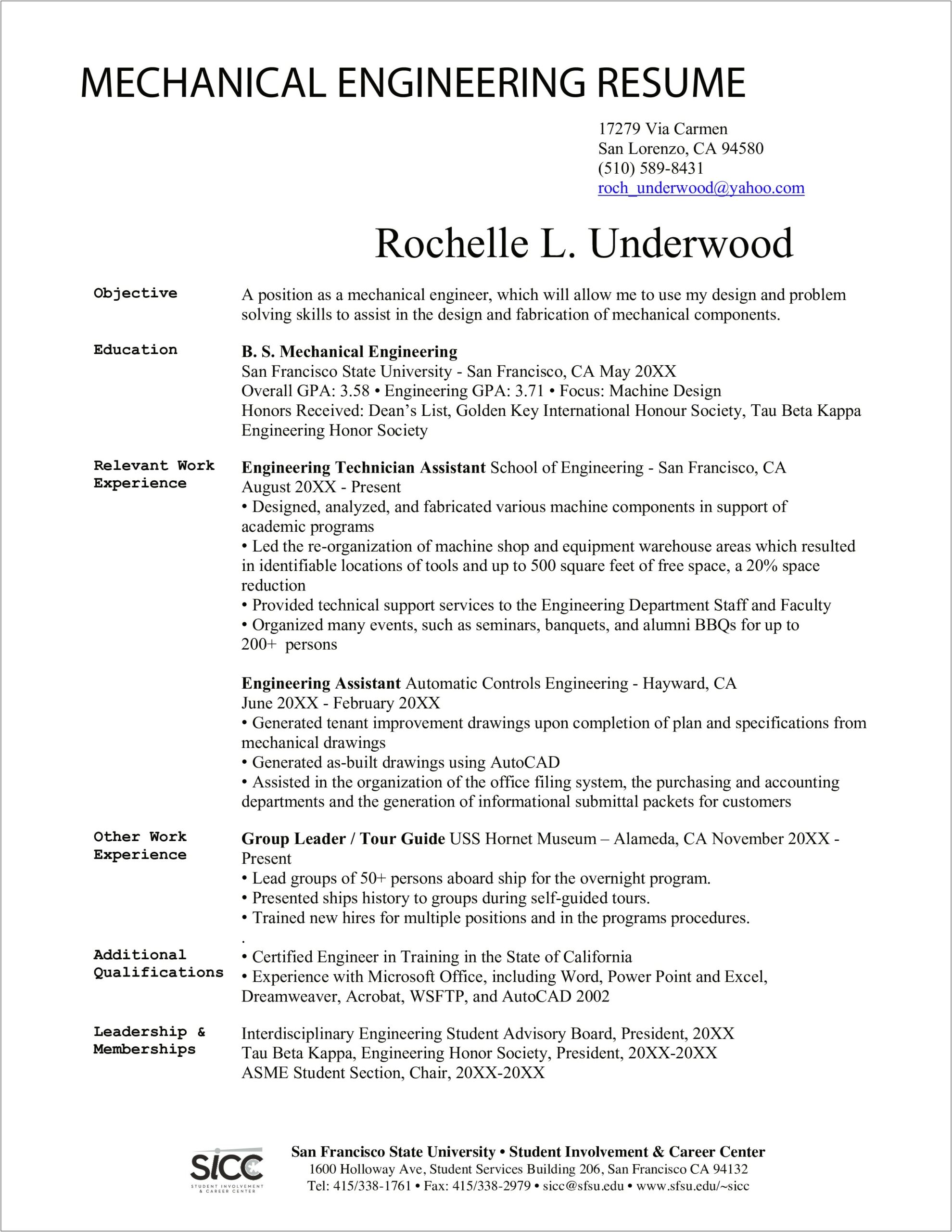 Computer Aided Mechanical Drafting Resume Examples