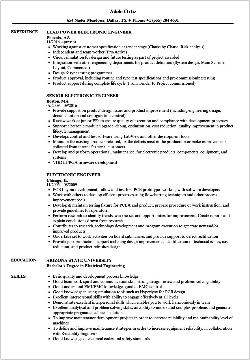 Computer And Electrical Engineering Technical Skills For Resume