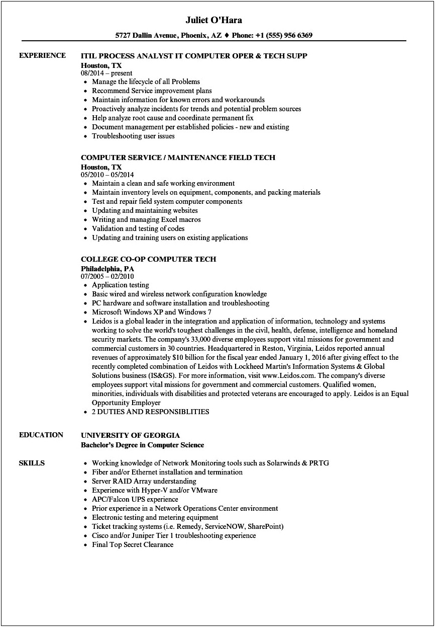 Computer And Technology Skills For Resume