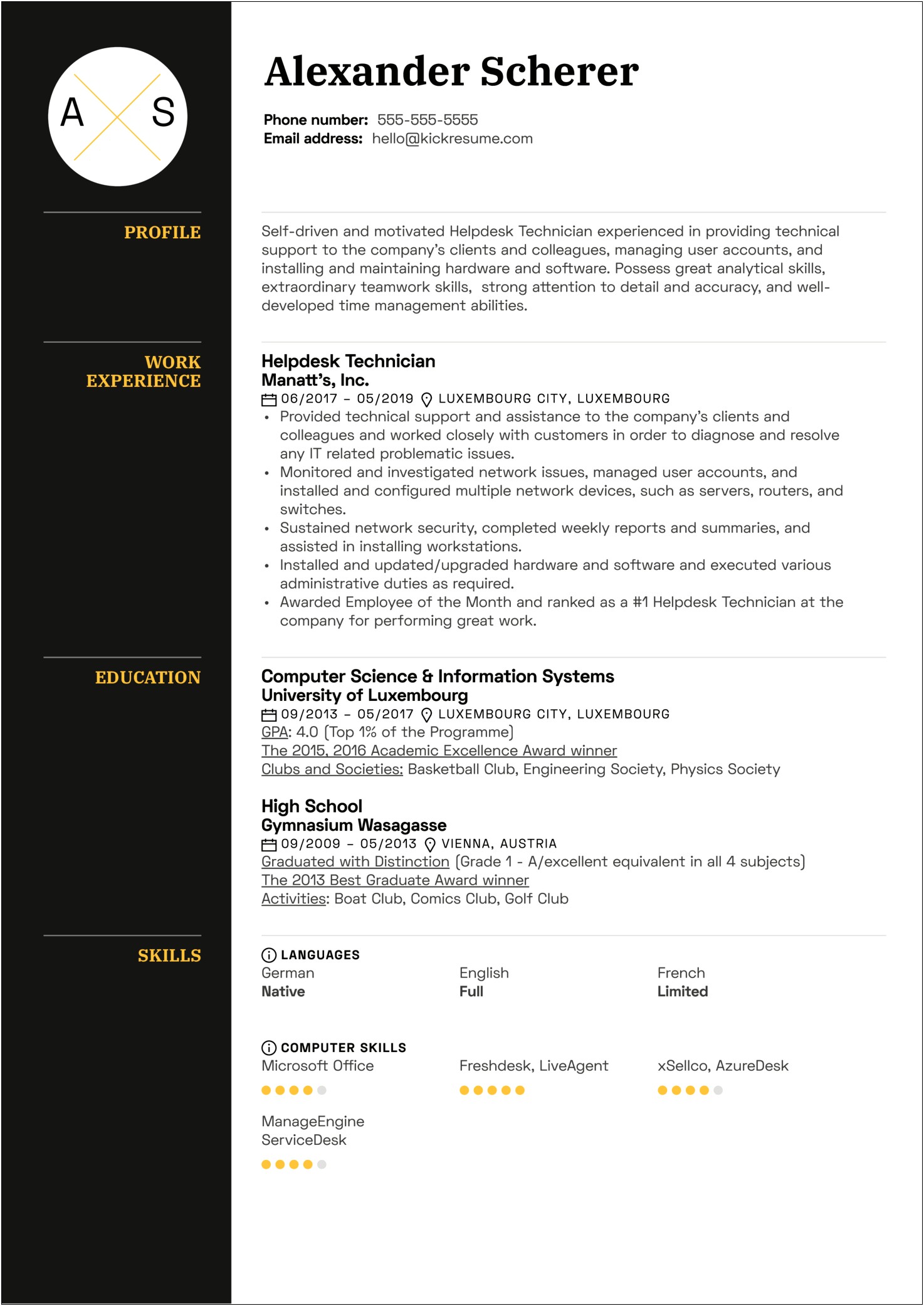 Computer Helpdesk In A Resume Example