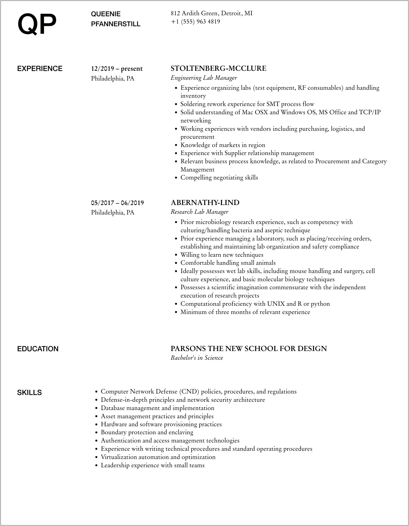 Computer Lab Manager School District Resume