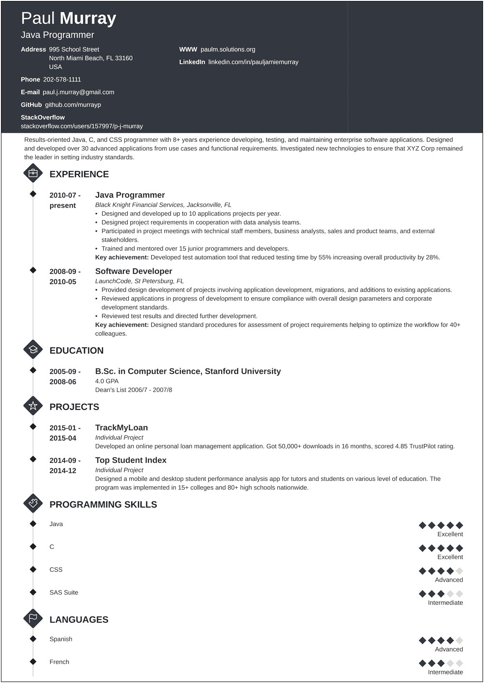 Computer Programs Examples For Resume