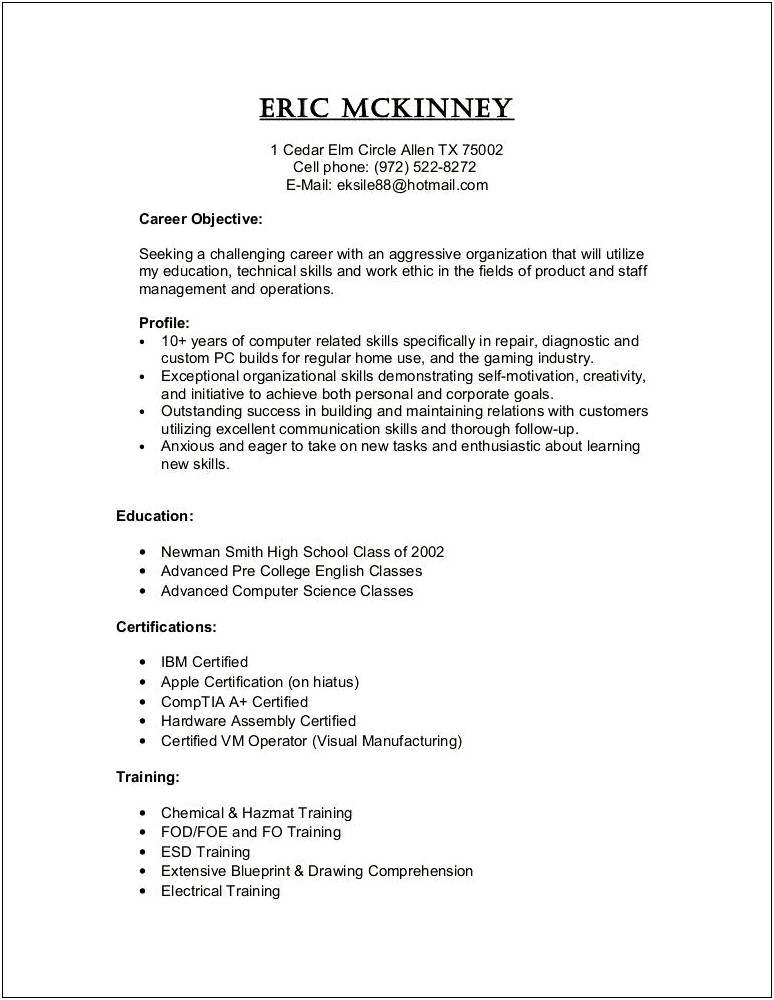 Computer Related Technical Skills For Resume