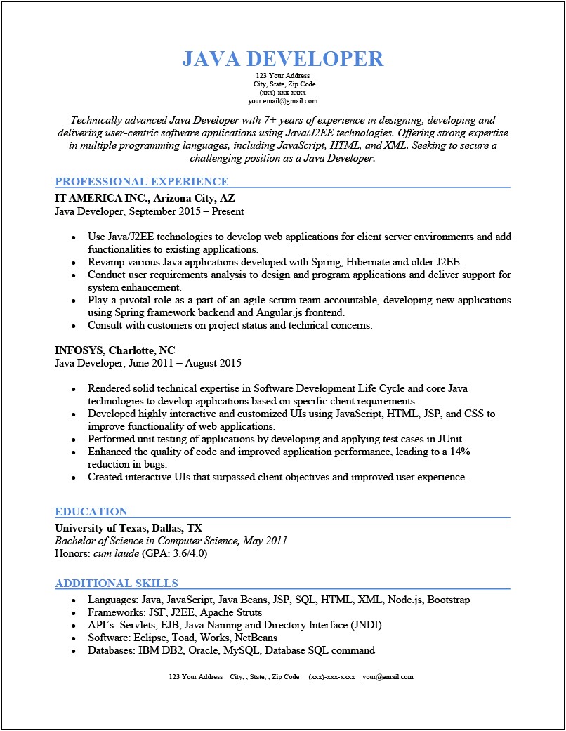 Computer Science Resume Objective Internship Ibm
