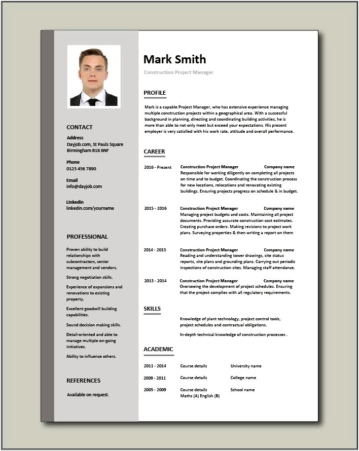 Construction Professional Achievements On Resume Examples