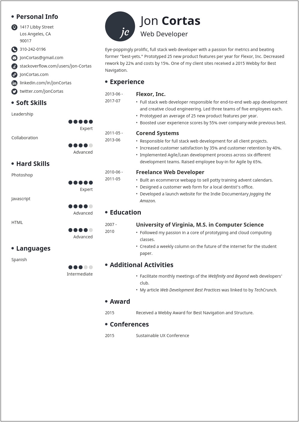 Contract Work On Resume Web Dev