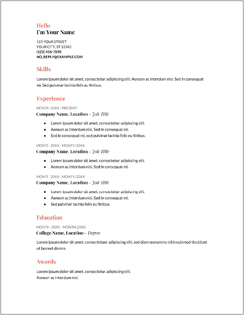 Copy Of A Resume For A Job