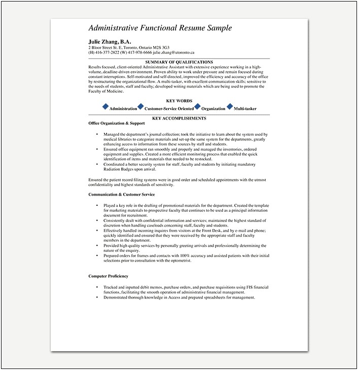 Core Functional Format Resume Templates Word