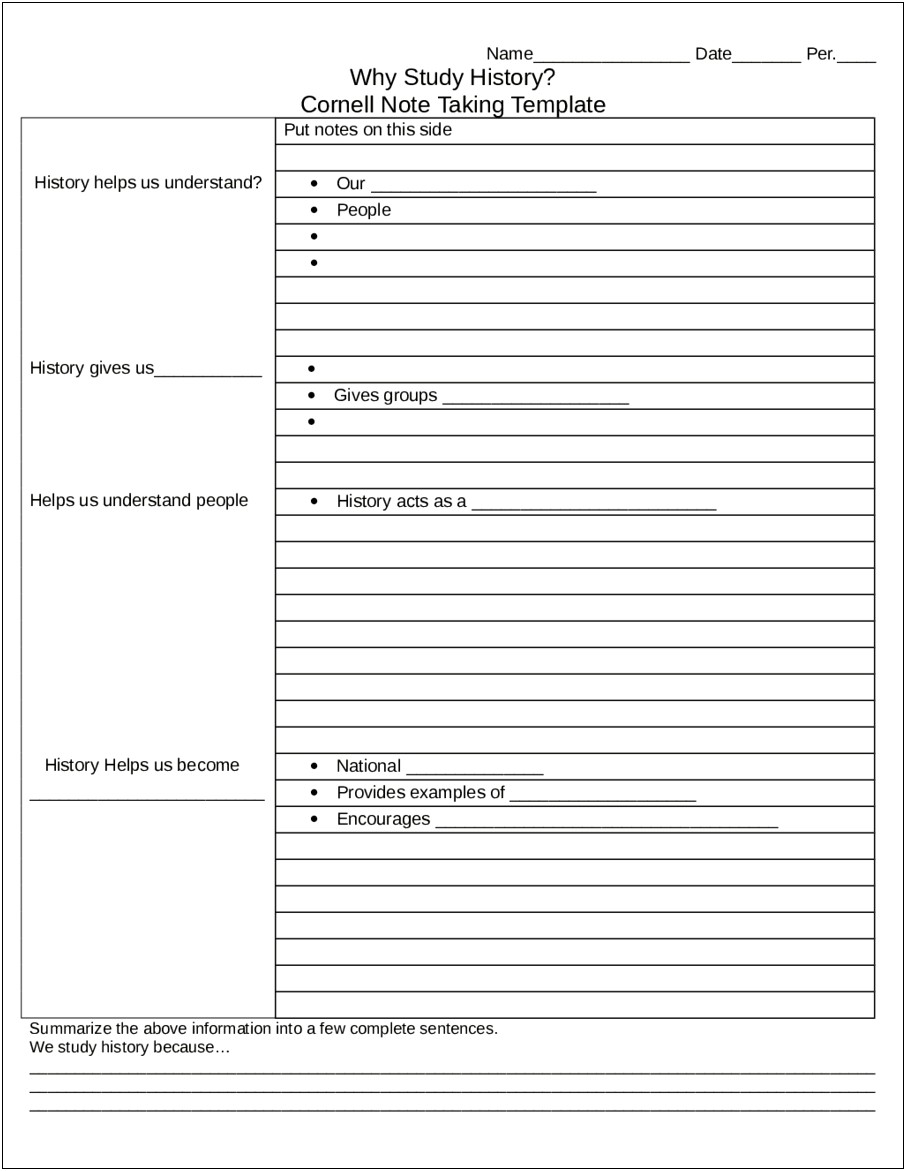 Cornell Notes Template Download Microsoft Word