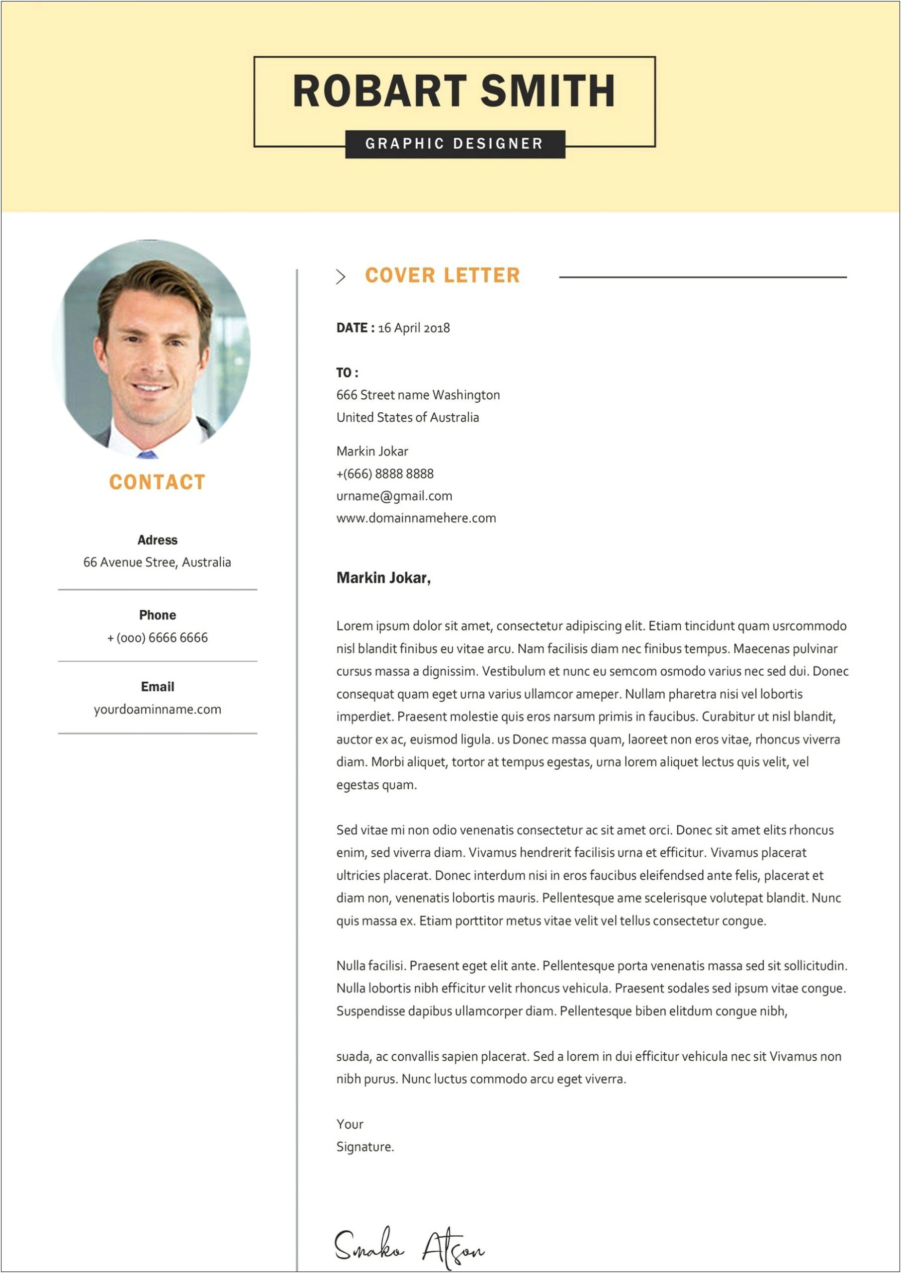Corporate Resume And Cover Letter Template