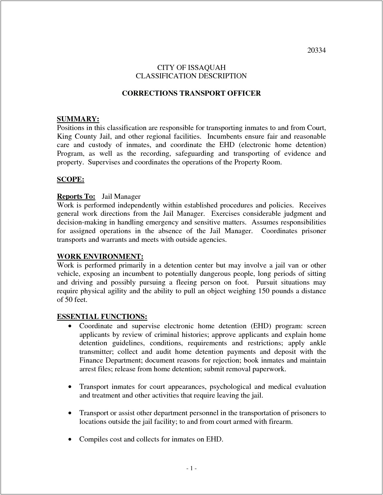 Corrections Officer Job Description For Resume