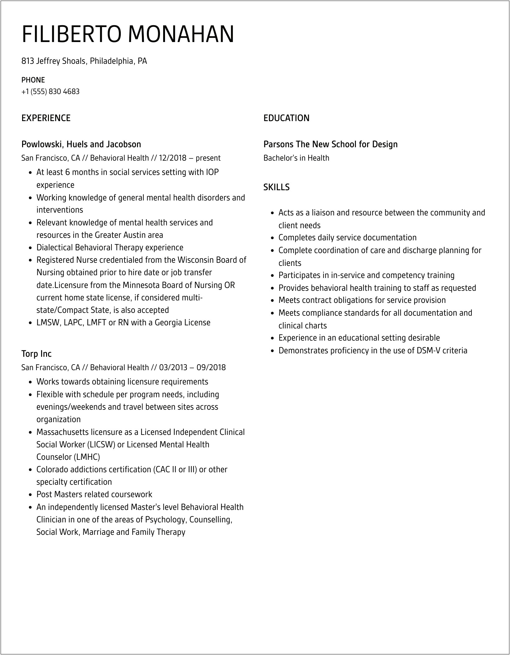 Counseling Psychology Insraqnce Auditor Resume Sample