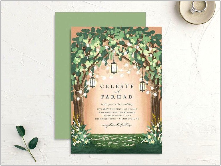 Country Style Wedding Invitation In Pink And Green